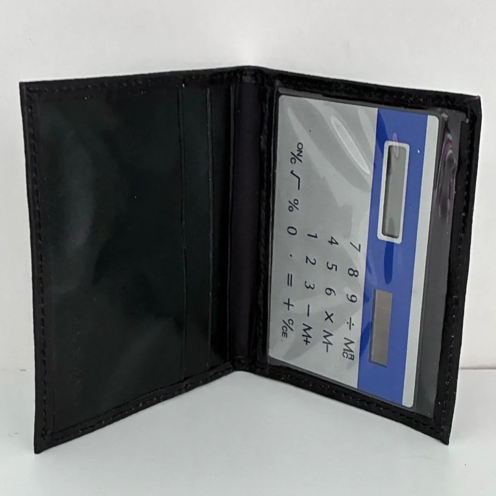 NWOT Mens Black Leather Bifold Card Case Wallet